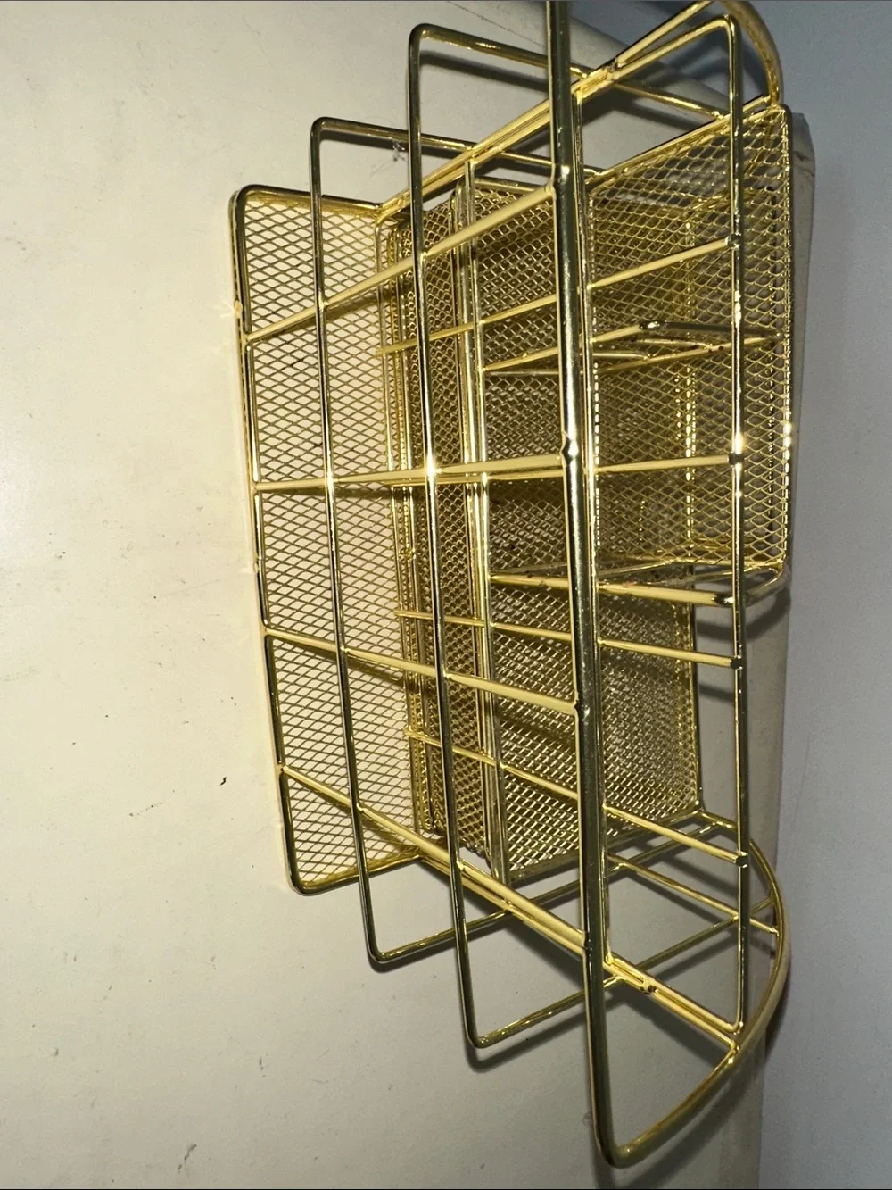 Gold Mesh Desk Organizer Holder